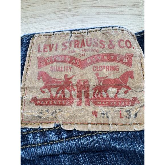 Levis 514 Straight Fit Men's Jeans Dark Blue Sizes 38x30 Slight Distress - Picture 3 of 6